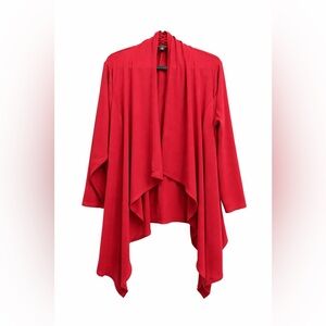 Head Turning Torrid Vibrant Bold Red Drape Waterfall Cardigan in Plus Size 2X.